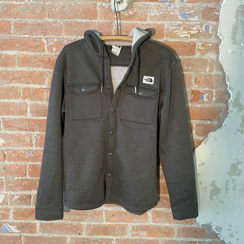 The North Face Dark Gray Men's Hooded Sherpa Shirt Shacket